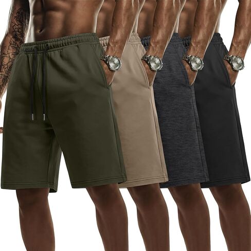 Evervibe 4 Pack Big and Tall Men's Sweat Shorts Athletic Plus Size Shorts with Pockets 9" Drawstring Casual Baggy SweatShorts in Saudi Arabia