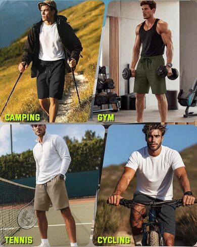 Evervibe 4 Pack Big and Tall Men's Sweat Shorts Athletic Plus Size Shorts with Pockets 9" Drawstring Casual Baggy SweatShorts in Kuwait
