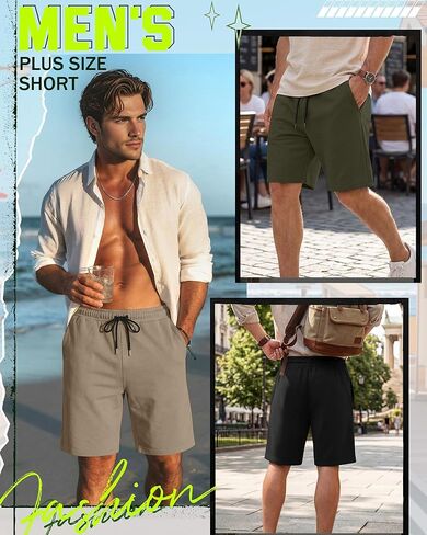Evervibe 4 Pack Big and Tall Men's Sweat Shorts Athletic Plus Size Shorts with Pockets 9" Drawstring Casual Baggy SweatShorts in Kuwait