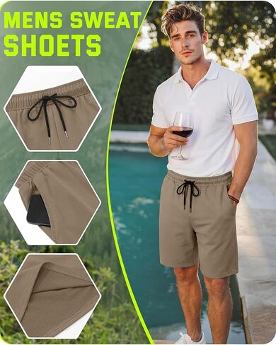Evervibe 4 Pack Big and Tall Men's Sweat Shorts Athletic Plus Size Shorts with Pockets 9" Drawstring Casual Baggy SweatShorts in Kuwait