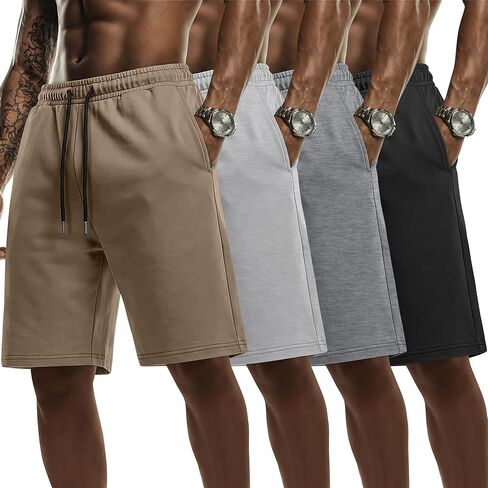Evervibe 4 Pack Big and Tall Men's Sweat Shorts Athletic Plus Size Shorts with Pockets 9" Drawstring Casual Baggy SweatShorts in Kuwait