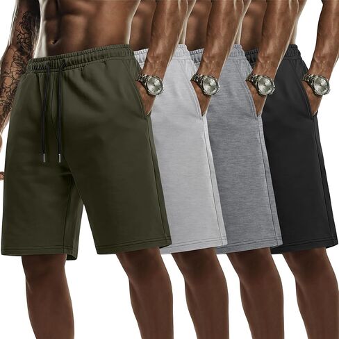 Evervibe 4 Pack Big and Tall Men's Sweat Shorts Athletic Plus Size Shorts with Pockets 9" Drawstring Casual Baggy SweatShorts in Kuwait