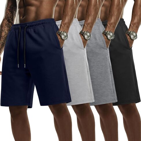 Evervibe 4 Pack Big and Tall Men's Sweat Shorts Athletic Plus Size Shorts with Pockets 9" Drawstring Casual Baggy SweatShorts in Kuwait