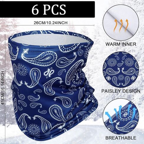 6 Pcs Winter Neck Gaiter Warmers for Women Men Windproof Fleece Face Mask Cover Scarf for Cold Weather Sport in Saudi Arabia
