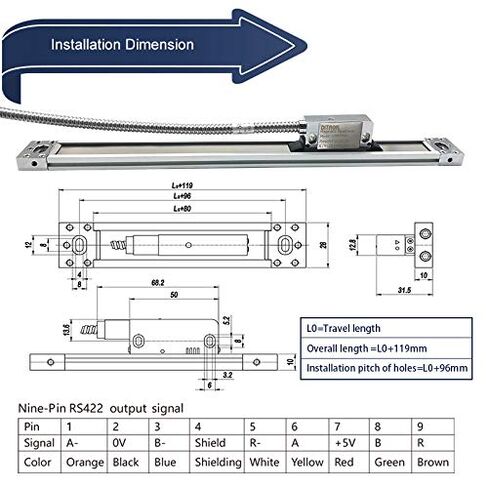 IP67 2 Axis Magnetic Scale 14" x 60"/370mm x 1500mm DRO Digital Readout 2 Axis LED Display for Lathe Machine in Saudi Arabia