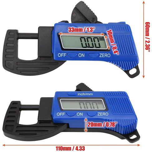 Digital Thickness Gauge Micrometer 0-12.7mm Portable Measuring Tool with Display, Inch/Metric Calipers for Mechanics and Machinist Micrometer (No Battery Included) in Saudi Arabia