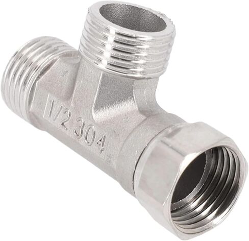 G1/2 3 Way T-Adapter Bathroom Shower Faucet Water Splitter Toilet Shower Valve Spray Nozzle Converter Stainless Steel in Saudi Arabia