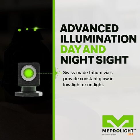 Meprolight Mepro Hyper-Bright Tritium Day/Night Sights - Tritium Powered Fixed Pistol Optic, No Battery Required, Glock Standard Frame, Orange Ring in Saudi Arabia