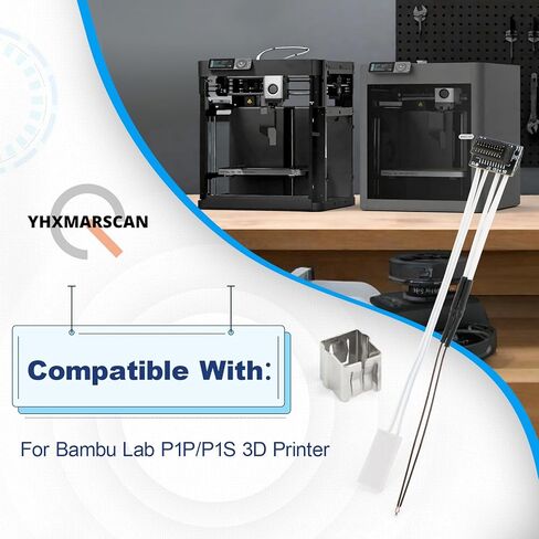 2 Pack Ceramic Heater and Thermistor for Bambu Lab P1P/P1S,3D Printer P1P/P1S Accessories, 24V 48W Ceramic Heater Cartridge, 300°C High Temp Sensor with Fixing Clip and Silicone Sock Conductive in Saudi Arabia