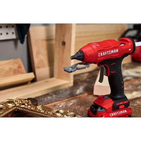 مسدس الغراء الساخن V20 من CRAFTSMAN بالحجم الكامل، مجموعة مسدس الغراء اللاسلكي والعصي مع ضوء LED، وفوهات ومفتاح ربط قابلين للتبديل، وصينية غمس قابلة للسحب، تسخين سريع، وقت تشغيل طويل، أداة فقط (CMGL200B) in Kuwait