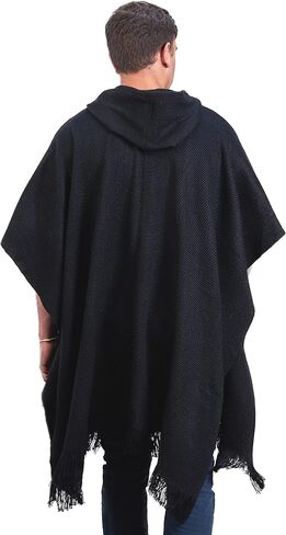Alpaca Hooded Poncho for Men- Wool Cape with Hood - Winter Long Poncho - Comfortable House Coat-Solid Color in Saudi Arabia