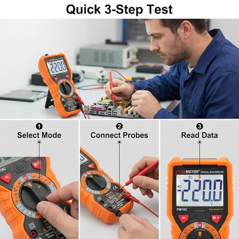 PM18C High Performance Digital Multimeter with AC/DC Voltage, Current Measurement Electrical Tester with 6000 Counts Orange Cover in Saudi Arabia