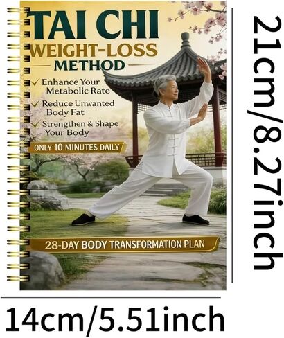 28-Day Tai Chi Weight Loss Planner – 10-Minute Daily Low-Intensity Home Workout, Knee-Friendly Core & Balance Tracker, Spiral-Bound Fitness Journal (Assorted Colors) in Saudi Arabia