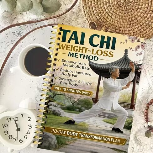 28-Day Tai Chi Weight Loss Planner – 10-Minute Daily Low-Intensity Home Workout, Knee-Friendly Core & Balance Tracker, Spiral-Bound Fitness Journal (Assorted Colors) in Saudi Arabia