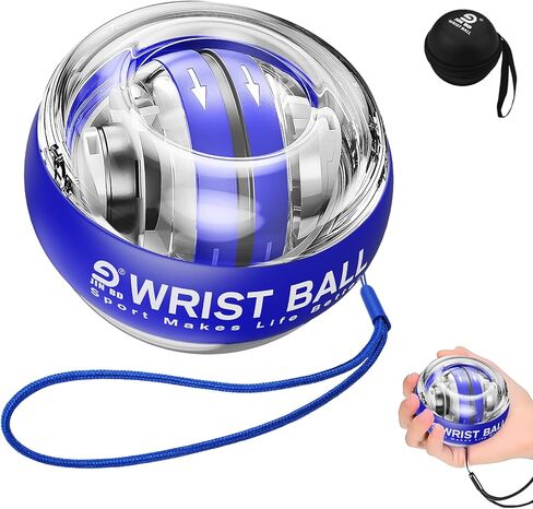 JIN BD Auto-Start Gyro Ball مدرب المعصم، تمرين الساعد الجيروسكوبي لتقوية الأذرع والأصابع والعضلات (أزرق بدون ضوء) in Kuwait