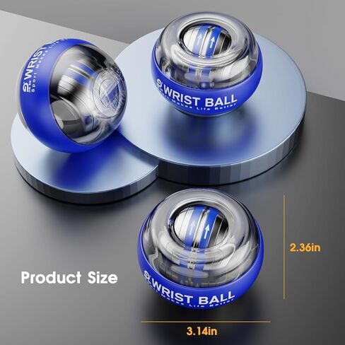 JIN BD Auto-Start Gyro Ball مدرب المعصم، تمرين الساعد الجيروسكوبي لتقوية الأذرع والأصابع والعضلات (أزرق بدون ضوء) in Kuwait