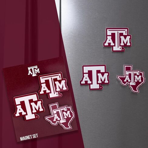 مغناطيس أكريليك من جامعة Desert Cactus Texas A&M مكون من 3 قطع تصميم زخرفي TAMU Aggies مرخص رسميًا (مجموعة المغناطيس A) in Saudi Arabia