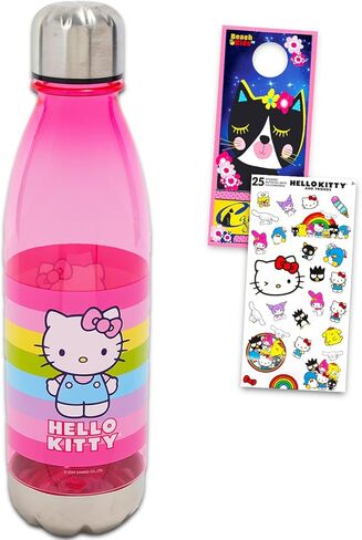 Hello Kitty Water Bottle - Bundle with Reusable Water Bottle for Home, School, and Sports Plus Stickers, More | Hello Kitty Water Bottle with Lid in Saudi Arabia