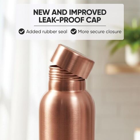 100% Pure Copper Water Bottle for Drinking Water – 34 oz (1000ml) Hammered Finish Leak-Proof Lid | Ayurvedic Copper Vessel for Yoga, Gym, Office & Home in Saudi Arabia