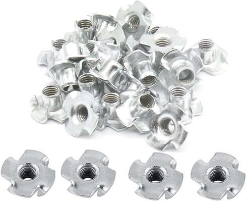 Zinc Plated Carbon Steel T Nuts M4 T Nuts 4 Pronged Tee Nut 50pcs 4 Prong Tee Nuts Assortment Kit for Rock Climbing Holds,Furniture,Wood,Cabinetry in Saudi Arabia