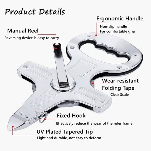 Utoolmart 100m / 328ft Tape Measure, Portable Steel Frame Ruler, Metric Scale Stainless Steel Ruler, Precision Measuring Tools in Saudi Arabia