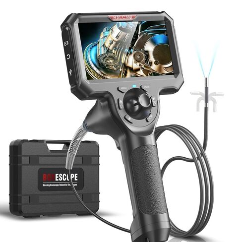 4-Way 360° Articulating Borescope, Joystick 5" HD Endoscope Camera with Light, Waterproof Snake Inspection Camera for Engine, Pipe, HVAC, Wall (6.2mm Single Lens-5FT Semi-Rigid Cable) in Saudi Arabia