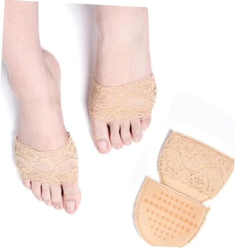 FOMIYES 2pair Lace Forefoot Cushions Invisible Half Insoles for High Heels Khaki Pressure Relief and Comfort for Women Footwear in Saudi Arabia