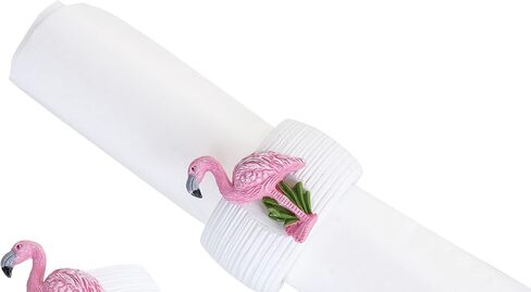 C&F Home Flamingo بحري ساحلي مزخرف على سطح الطاولة مجموعة من 4 حلقات منديل لجميع المواسم الصيفية وحيوانات البحر والمطبخ وديكور طاولة العشاء S/4 وردي in Kuwait