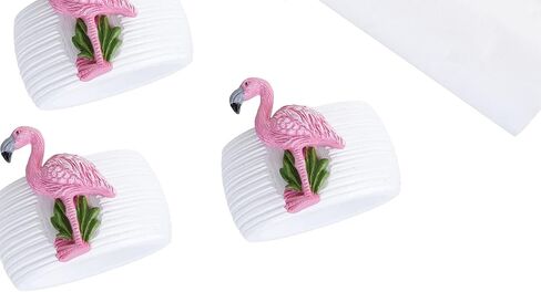 C&F Home Flamingo بحري ساحلي مزخرف على سطح الطاولة مجموعة من 4 حلقات منديل لجميع المواسم الصيفية وحيوانات البحر والمطبخ وديكور طاولة العشاء S/4 وردي in Kuwait