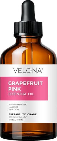 Grapefruit Pink Essential Oil by Velona - 4 Fl Oz | Therapeutic Grade | for Aromatherapy Diffuser, Massage, Skincare, Haircare, Soapmaking | Undiluted in Glass Bottle in Saudi Arabia