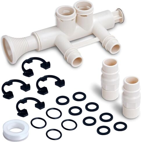 7345396 - High Flow 1" Water Softener Bypass Valve Kit with 2 Adapters, 4 Clips, 4 O-rings, and 8 Gaskets, for 8 Screw Caps, Compatible with Whirlpool/Kenmore/GE/EcoPure/Morton/NorthStar Models in Saudi Arabia