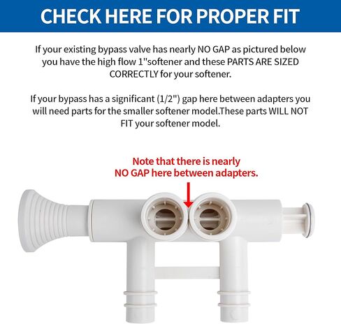 7345396 - High Flow 1" Water Softener Bypass Valve Kit with 2 Adapters, 4 Clips, 4 O-rings, and 8 Gaskets, for 8 Screw Caps, Compatible with Whirlpool/Kenmore/GE/EcoPure/Morton/NorthStar Models in Saudi Arabia
