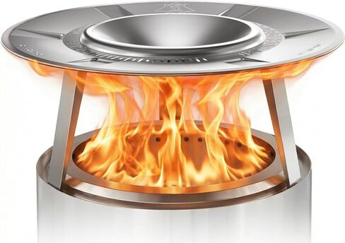 yefu fire pit deflector for solo stove bonfire 19.5 "، محمولة 304 ملحقًا للنشر الحراري الفولاذ المقاوم للصدأ لالتقاطات Firepit وإعادة توجيه الدفء ، وغطاء الموقد القابل للفصل in Kuwait