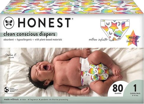 The Honest Company Clean Conscious Diapers | Plant-Based, Sustainable | Beary Cool + Big Trucks | Club Box, Size 6 (35+ lbs), 44 Count in Saudi Arabia