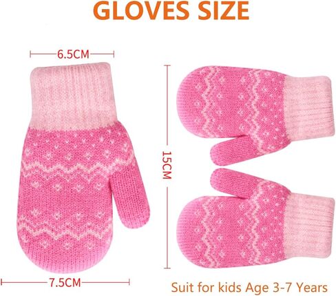 Kids Winter Knit Mittens for Baby Toddler Boys Girls Sherpa Lined Warm Gloves Thick Thermal Gloves with String in Saudi Arabia