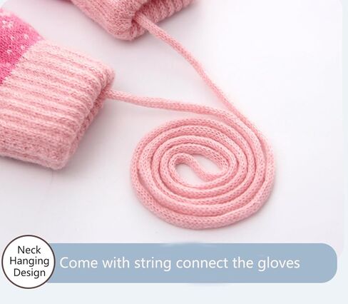 Kids Winter Knit Mittens for Baby Toddler Boys Girls Sherpa Lined Warm Gloves Thick Thermal Gloves with String in Saudi Arabia