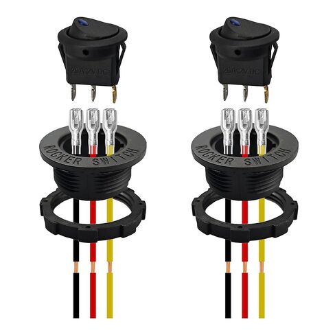 2 قطعة مفتاح تبديل الروك الدائري مع سلك وغطاء، LED أزرق 2 موضع 12 فولت 20 أمبير SPST 3Pin مفتاح تبديل قارب السيارة الأوتوماتيكي للشاحنة البحرية RV in Kuwait