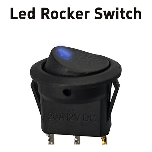 2 قطعة مفتاح تبديل الروك الدائري مع سلك وغطاء، LED أزرق 2 موضع 12 فولت 20 أمبير SPST 3Pin مفتاح تبديل قارب السيارة الأوتوماتيكي للشاحنة البحرية RV in Kuwait