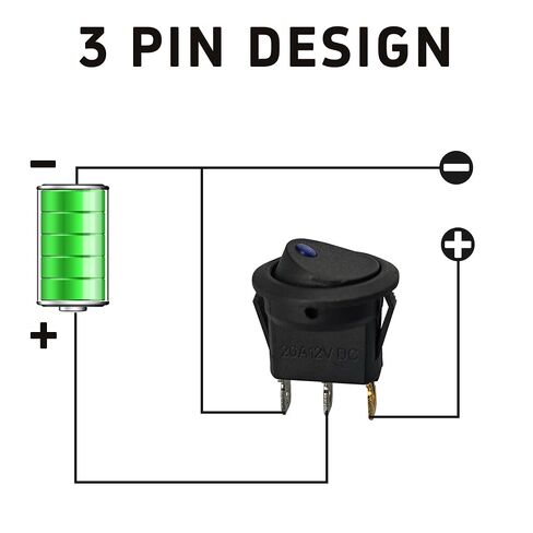 2 قطعة مفتاح تبديل الروك الدائري مع سلك وغطاء، LED أزرق 2 موضع 12 فولت 20 أمبير SPST 3Pin مفتاح تبديل قارب السيارة الأوتوماتيكي للشاحنة البحرية RV in Kuwait