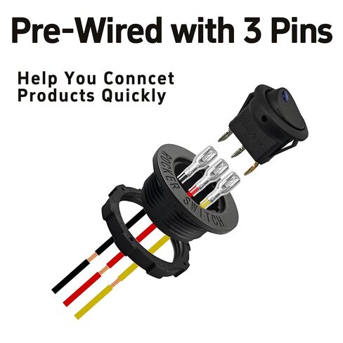 2 قطعة مفتاح تبديل الروك الدائري مع سلك وغطاء، LED أزرق 2 موضع 12 فولت 20 أمبير SPST 3Pin مفتاح تبديل قارب السيارة الأوتوماتيكي للشاحنة البحرية RV in Kuwait