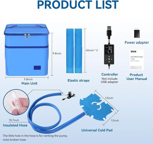 آلة العلاج البارد مع مؤقت قابل للبرمجة، محمولة تعمل بالطاقة USB، مضخة قوية جديدة 2025، لاستبدال الركبة، وتخفيف الألم، والإصابات الرياضية، وضغط على شكل ضمادة الآس، وسادة للكتف والورك والكاحل in Saudi Arabia