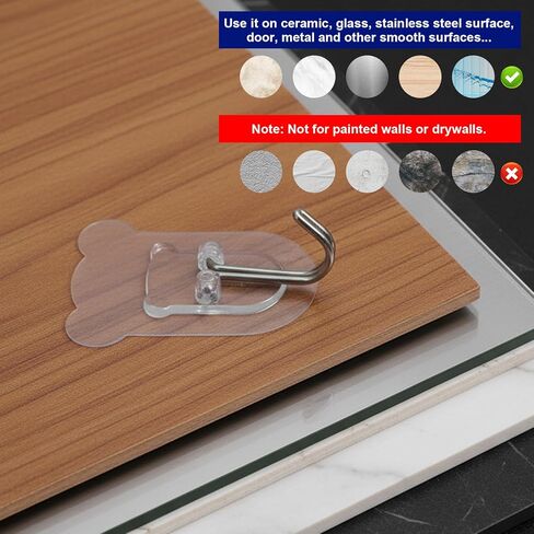 20Pcs Heavy Duty Adhesive Hooks, 5 kg/11 lbs Max Load, Sticky Wall Hooks for Hanging Towels, Coats, Keys, Transparent Waterproof No-Damage Wall Hook for Bathroom, Kitchen, Office & Home Decor in Saudi Arabia