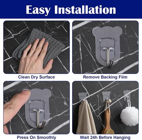 20Pcs Heavy Duty Adhesive Hooks, 5 kg/11 lbs Max Load, Sticky Wall Hooks for Hanging Towels, Coats, Keys, Transparent Waterproof No-Damage Wall Hook for Bathroom, Kitchen, Office & Home Decor in Saudi Arabia
