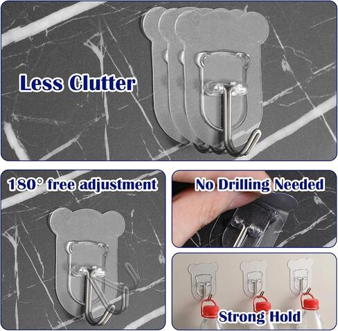 20Pcs Heavy Duty Adhesive Hooks, 5 kg/11 lbs Max Load, Sticky Wall Hooks for Hanging Towels, Coats, Keys, Transparent Waterproof No-Damage Wall Hook for Bathroom, Kitchen, Office & Home Decor in Saudi Arabia