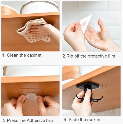4 Pieces Traceless Adhesive for 360°Rotating Kitchen Utensil Hooks,360° Rotating Kitchen Utensil Hook Accessories,Self-Adhesive Accessories for 360°Rotating Kitchen Hooks. (Transparent) in Saudi Arabia