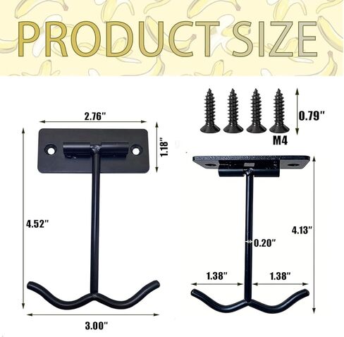 Under Cabinet Foldable Banana Hook (2 Pcs, Black) - Metal Folding Dual-Hook with Magnets, Easily Folds Up When Not in Use, Heavy Duty Under Cabinet Hanger for Bananas, Kitchen Utensils & Groceries in Saudi Arabia