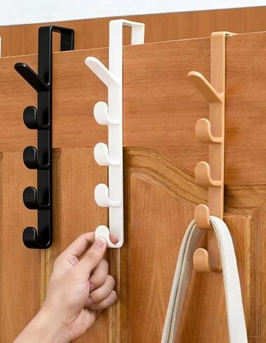 3pcs Bedroom Door Hanger， Clothes Hanging Rack， Over The Door Plastic Home Storage Organization Hooks， Purse Holder for Bags Rails，White & Coffee & Black in Saudi Arabia