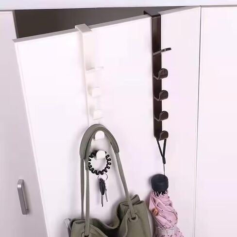 3pcs Bedroom Door Hanger， Clothes Hanging Rack， Over The Door Plastic Home Storage Organization Hooks， Purse Holder for Bags Rails，White & Coffee & Black in Saudi Arabia