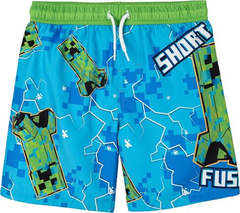 Minecraft Creeper Little Boys Swim Trunks Bathing Suit UPF 50+ Blue/Green 7 in Saudi Arabia