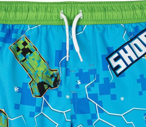 Minecraft Creeper Little Boys Swim Trunks Bathing Suit UPF 50+ Blue/Green 7 in Saudi Arabia